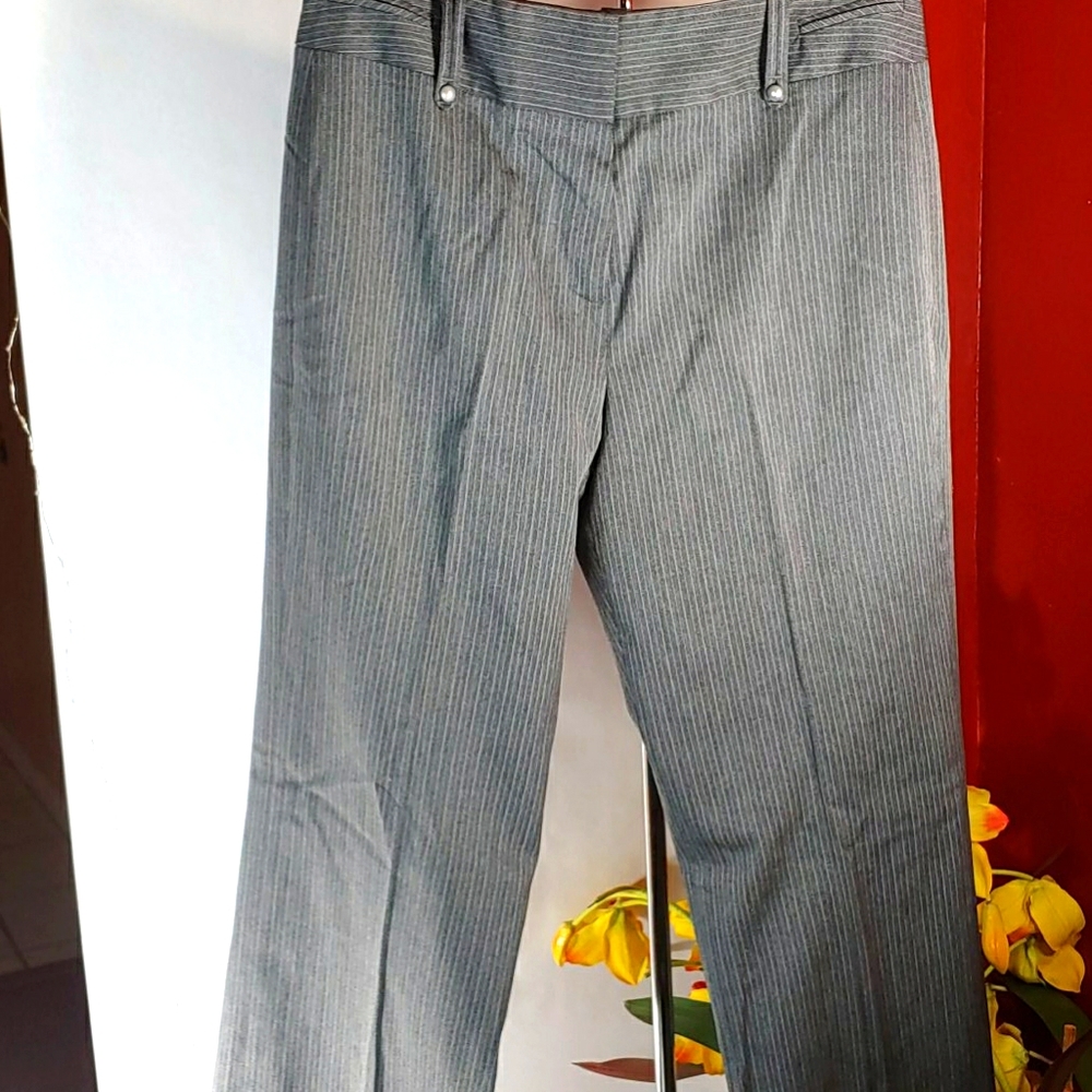 Larry Levine Grey/Gray Silver Stripe Trouser Fit